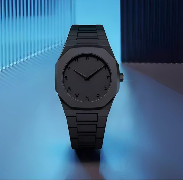 Aura Quartz Watch Black Lightweight Design Arabic Dial Black