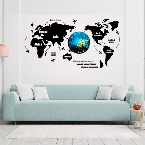 3d Wooden World Map With Esthetic Dial Wall