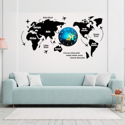 3d Wooden World Map With Esthetic Dial Wall