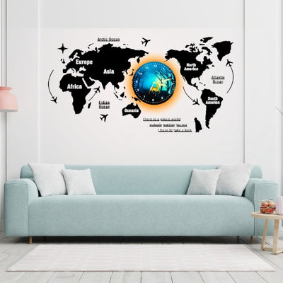 3d Wooden World Map With Esthetic Dial Wall
