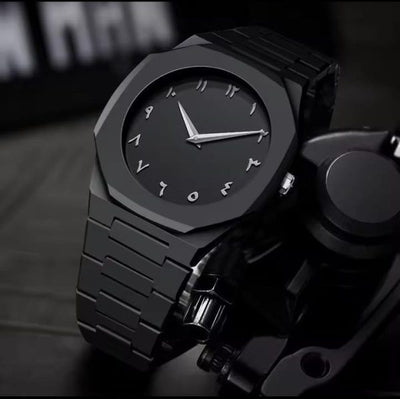 Aura Quartz Watch Black Lightweight Design Arabic Dial Black